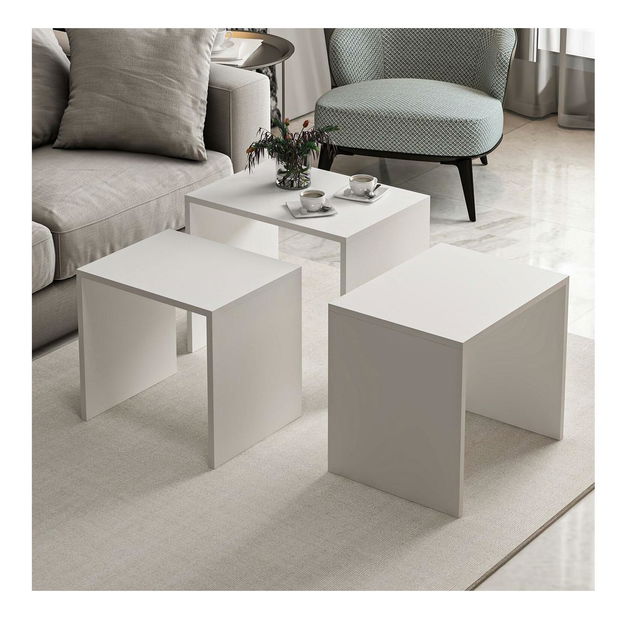 Set 3ks. konferenčných stolíkov Dalesa 1 (biela)