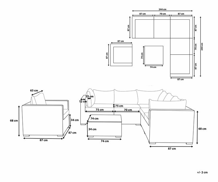 Ülőgarnitúra Conrate (barna)