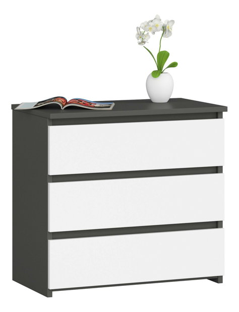 Komoda Cleania CL3 (grafit + biela)