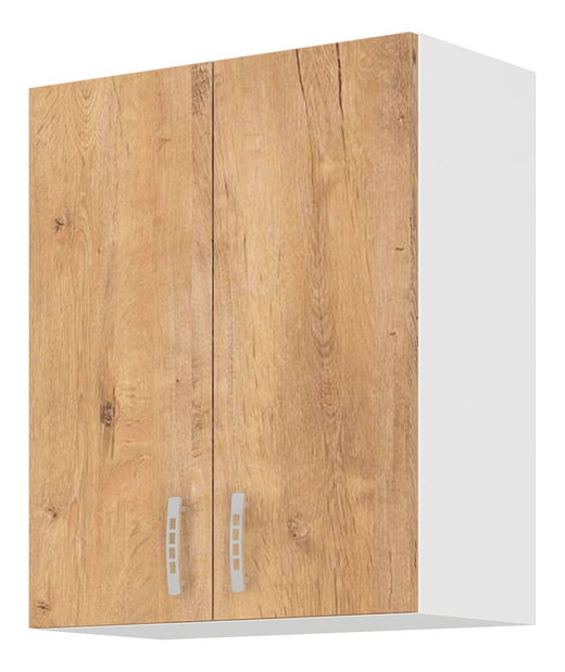 Dulap superior de bucătărie Sylrona 60 G 72 2F (stejar lefkas + alb)