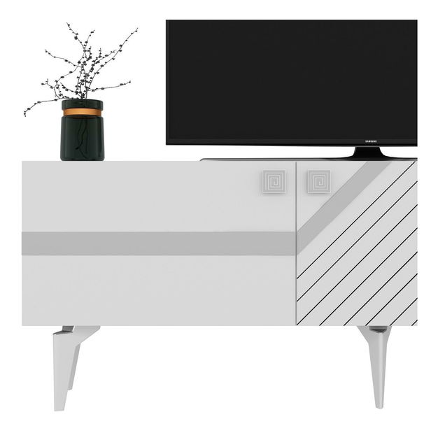 TV stolík/skrinka Tabivo (biela + strieborná) 