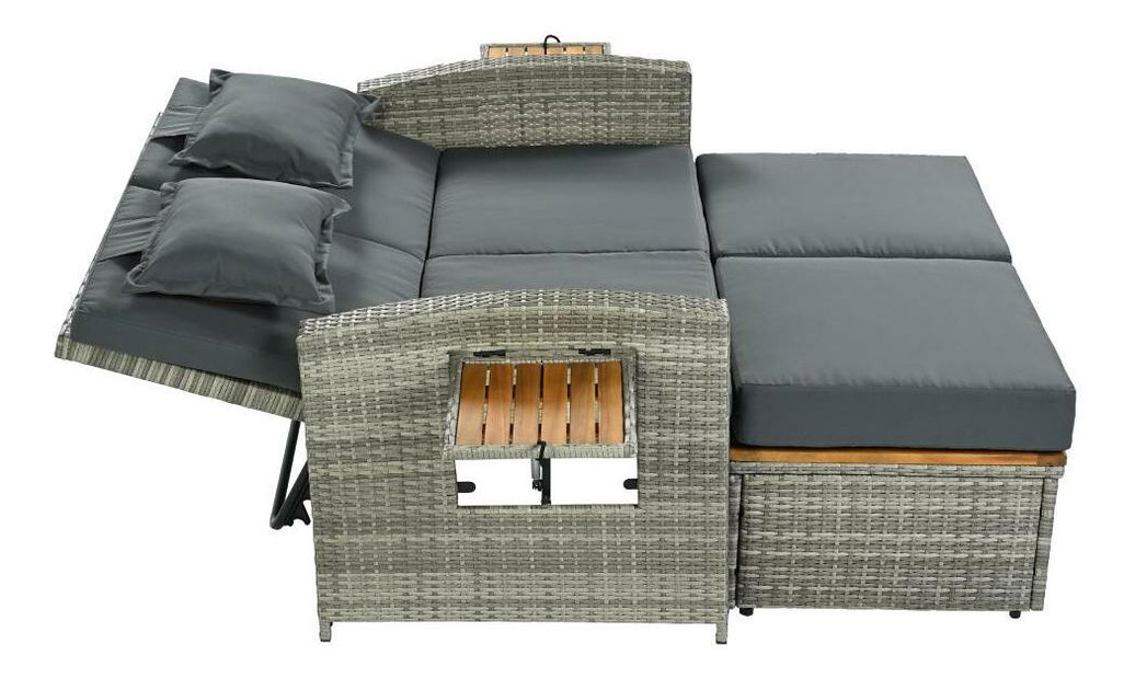 Vrtna sofa Mory (siva + prirodna)