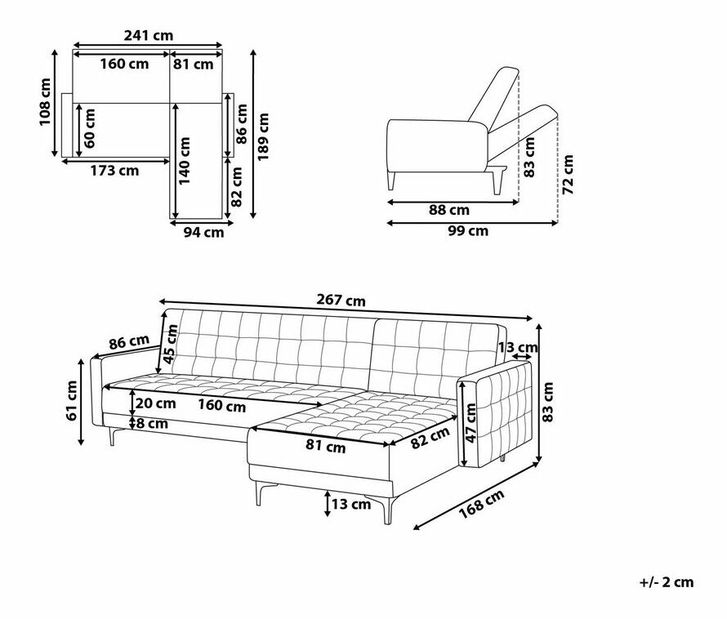 Sarokkanapé Aberlady 4 (szürke) (J)