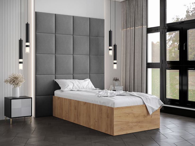 Egyszemélyes ágy kárpitozott fejtámlával 90 cm Brittany 3 (smaragd + króm) (ágyráccsal)