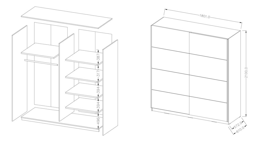Šatníková skriňa Benson Typ 16 (dub sonoma svetlý + biela)