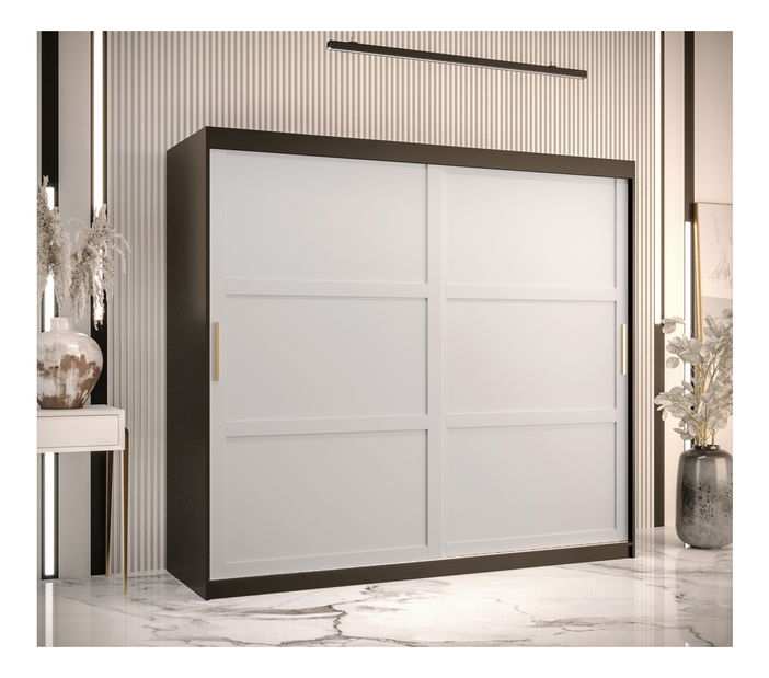 Ormar za garderobu Riven 1 200 (crna mat + bijela mat)