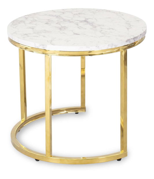 Set 2 măsuțe de cafea Oponia (marmură + auriu) 