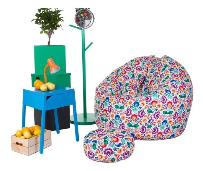 Fotoliu puf cu taburete Biggy Mom XXXL (multicolor)