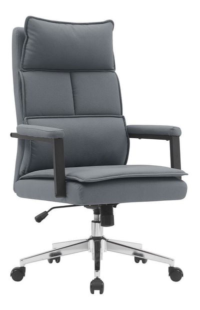 Fotoliu birou Kahlo (gri piele ecologică + crom)