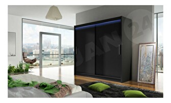 Dulap cu usi glisante Lena I 180 (negru) (iluminare LED RGB colorat)