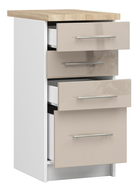 Dolná kuchynská skrinka Ozara S40 SZ4 (biela + cappuccino lesk)