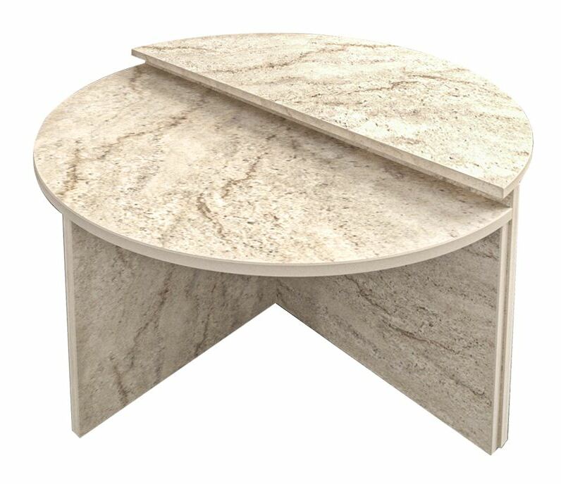 Set 2 buc. măsuțe cafea Doluna (travertin)