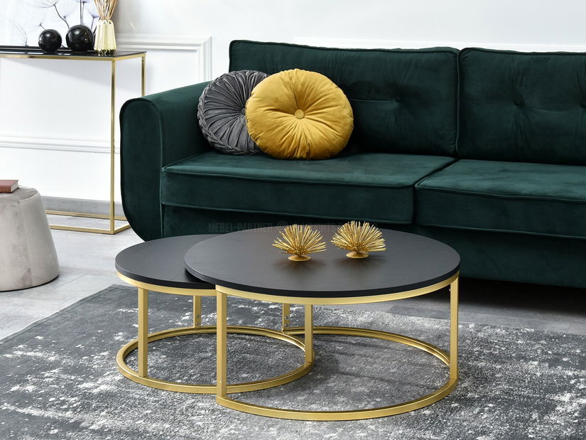 Konferenčný stolík Kolja Zest Xl (čierna + zlatá)