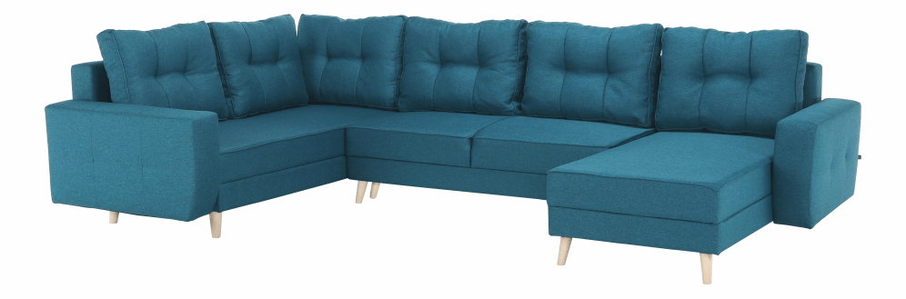 Sedacia súprava v tvare U Vellin (tyrkysová) (L)