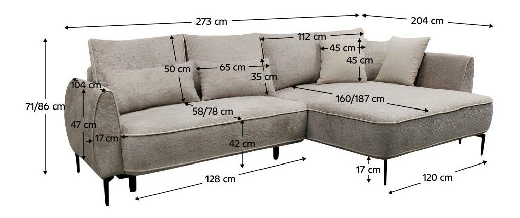 Colțar de grădină Montenegro (gri bej) (D)