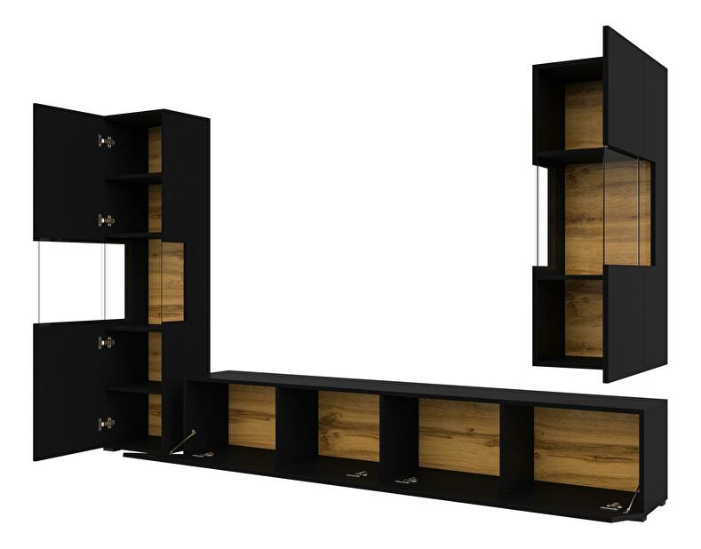 Mobilier living Avernic Typ 10 (onyx negru + Stejar wotan)