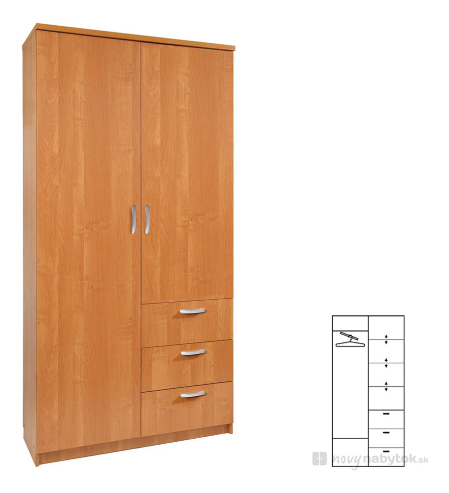 Šatníková skriňa Pembury 100/40 (bez zrkadla)
