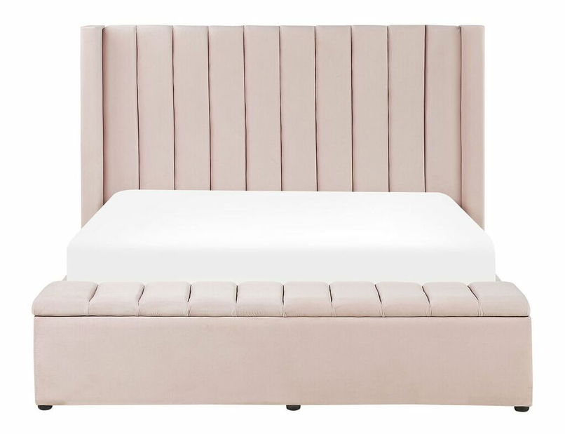 Pat matrimonial 160 cm NAIROBI (textil) (roz deschis) (cu somieră)