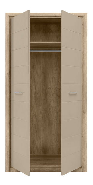Dulap de haine Koen 2 SZF2D (Stejar canyon monument + gri nisipiu lucios)