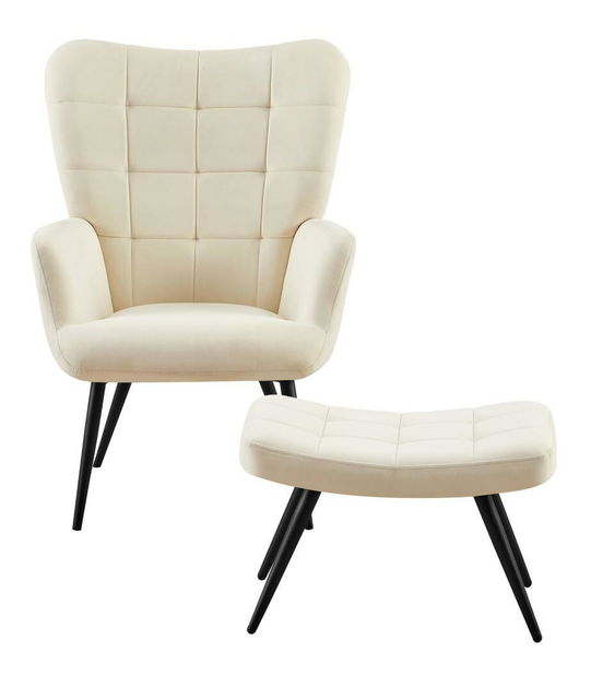 Fotel lábtartóval Halago (fehér + fekete)