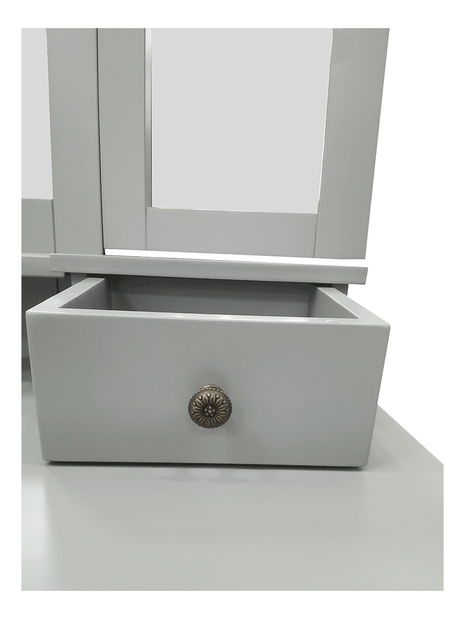 Toaletný stolík s taburetkou Galway NEW (sivá + strieborná)