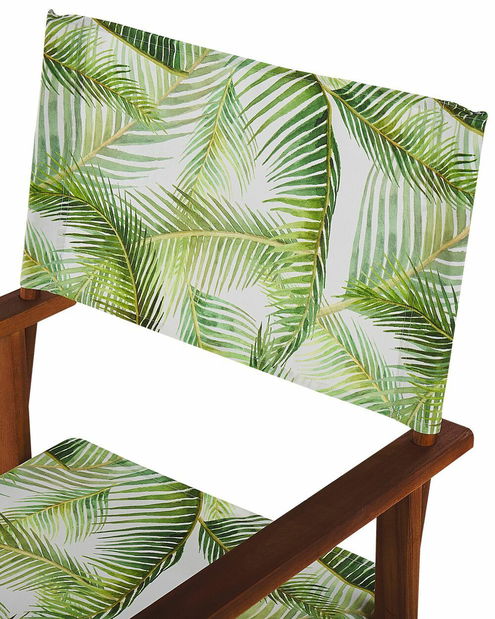 Set 2 buc șezlong de grădină cu huse de rezervă Ciala (lemn închis + model palmier)