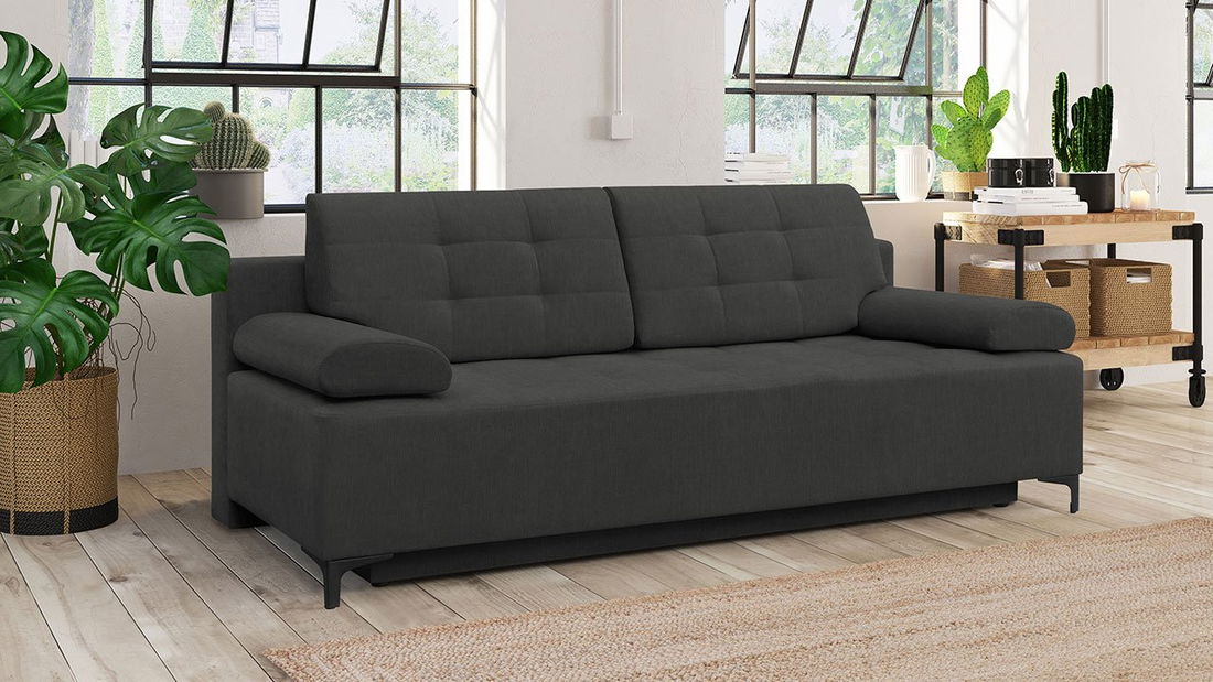 Sofa na razvlačenje Arkadea (crna) (s prostorom za odlaganje)