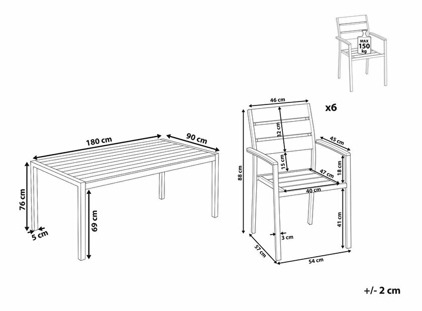 Set mobilier de grădină Valero (lemn deschis) 