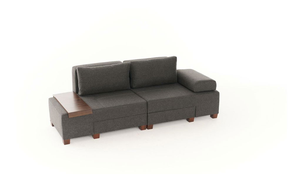 Sofa na razvlačenje Perenilla L (antracit + orah)