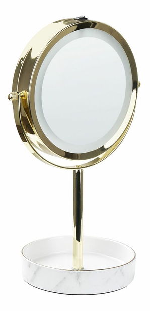 Kozmetikai tükör Shevaun (arany + fehér) (LED világítás)