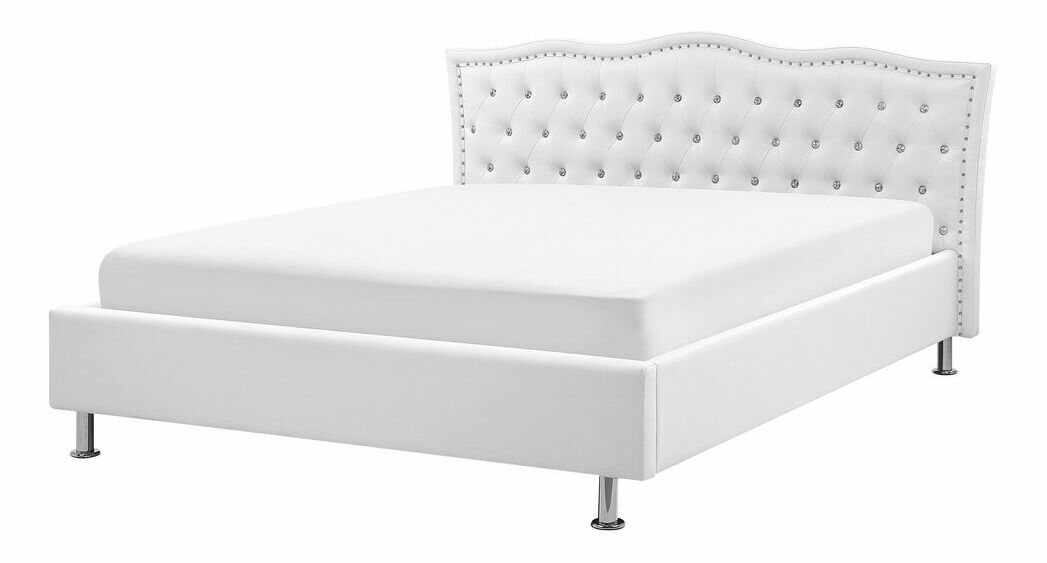 Manželská posteľ 160 cm MATH (s roštom a úl. priestorom) (biela)