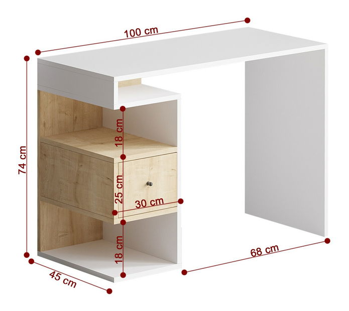 PC stolić Tempo (bijela + hrast)