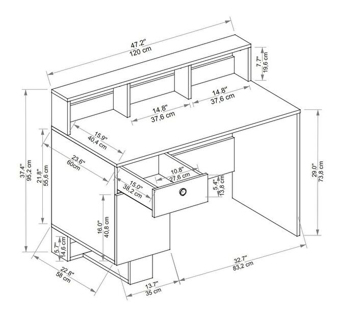 Masă PC Mekali 4 (pin atlantic + bej) 