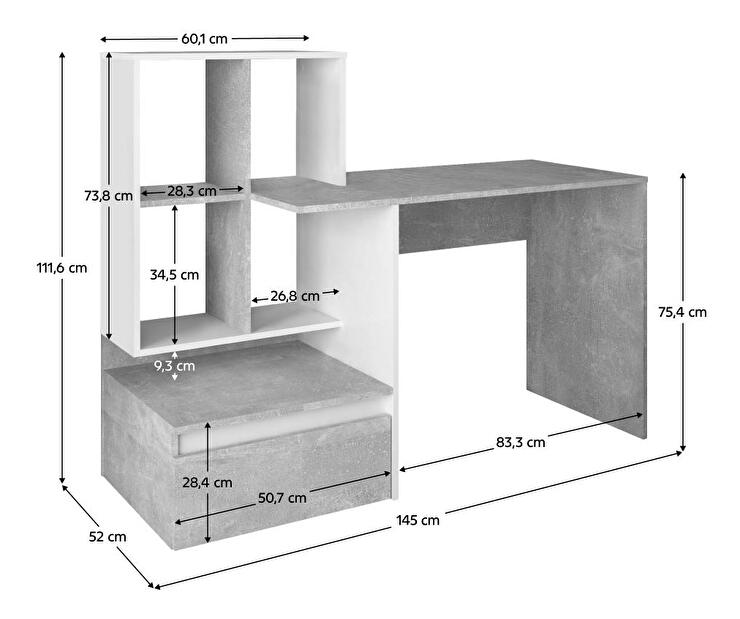 PC stolić Nacio (beton + bijela) 