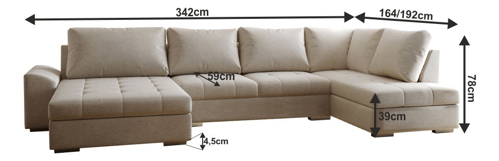 Colțar în formă de U Kasnara U (bej) (D) 