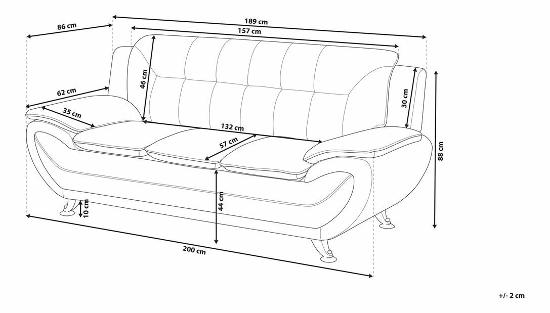 Háromszemélyes kanapé Leyton (szürke)