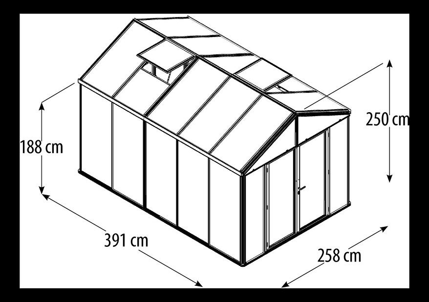 Stil clasic Greenhouse Poseidon 10000 (policarbonat + sticlă securizată + negru)