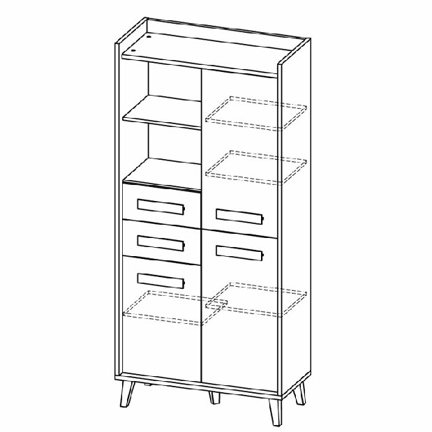 Vitrina tip W3 Wendy (antracit + bijela + hrast Wotan)