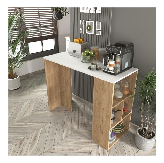 Servírovací stolík Venole (biela + dub) 