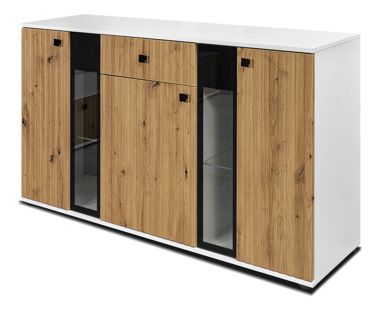 Comodă Saul (Stejar artisan + Alb) (fără iluminat)