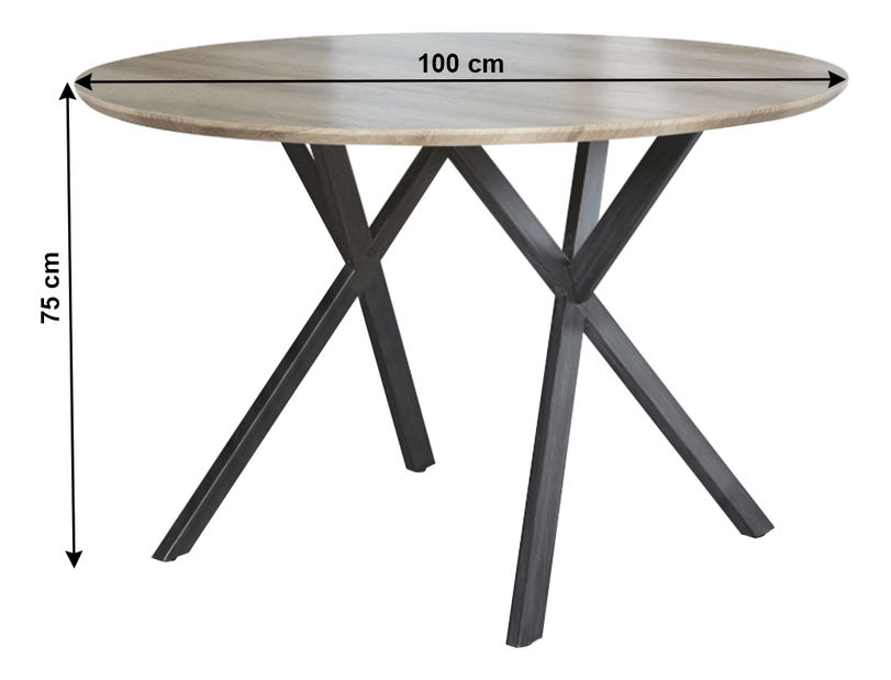 Jedálenský stôl Papago (pre 4-6 osôb) (dub sivý + čierna)