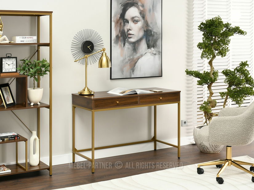PC asztal Kaplan (dió + arany)