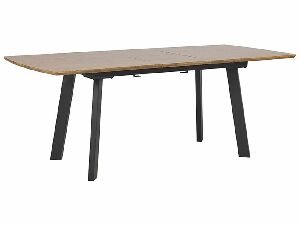 Jedálenský stôl SALVIDO (tmavé drevo + čierna) (pre 6 až 8 osôb)