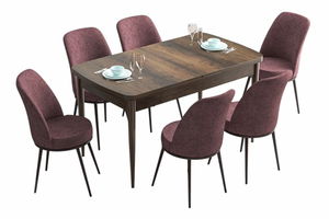 Jedálenský set Hana (mramor čierny + prašná ružová) (pre 6 osôb)