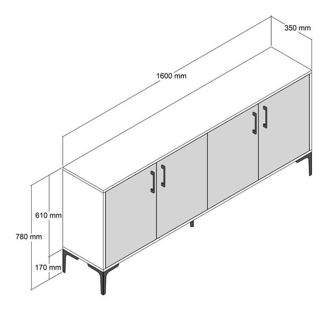 Dulap Kloe (Nuc + Marmură albă)