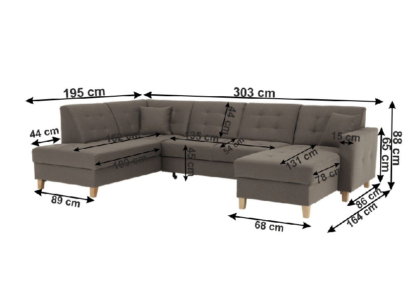Rohová sedačka v tvare U Brodgat L2BL-STARK-373 (sivohnedá taupe) (L)