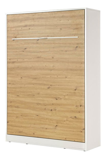 Sklápacia posteľ 140 Perfecto I (biela + dub + biela) (vertikálna) (bez osvetlenia)