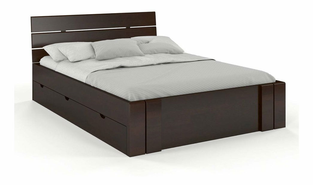 Franciaágy 200 cm Tosen High Drawers (Fenyő)