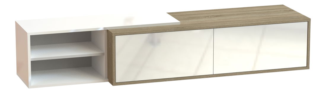 Masă TV/Dulap Sygalla II (Stejar sonoma + Alb lucios)