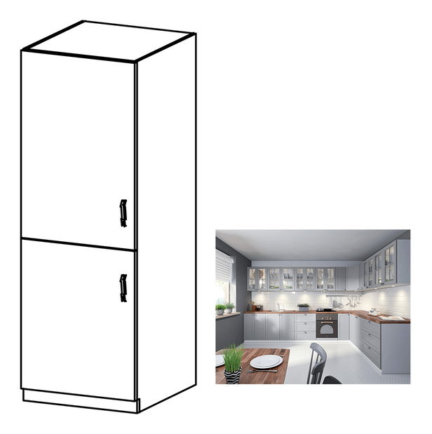 Élelmiszer konyhaszekrény D60R Lanaya (fehér + matt szürke) (B)